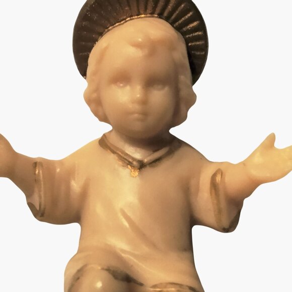 Vintage Baby Jesus Figurine Gold Tone Halo Manger Nativity Replacement - Picture 4 of 6